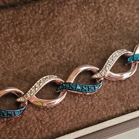 Sterling Blue White Diamond Infinity Bracelet - Picture 13 of 17